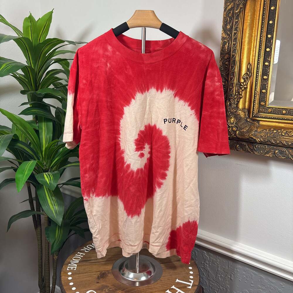 Purple Brand Men’s Red & White Spiral Tie-Dye T-Shirt – Size M